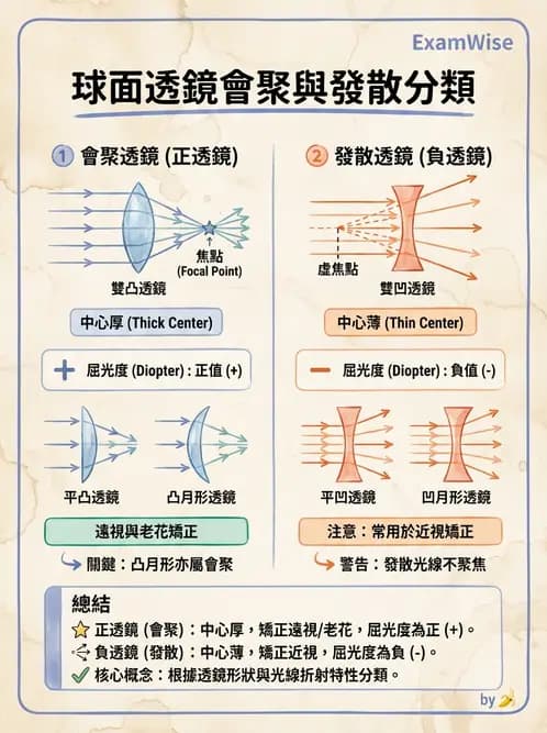 驗光生 - 薄透鏡成像特性與光線追跡 - AI 圖文解析預覽