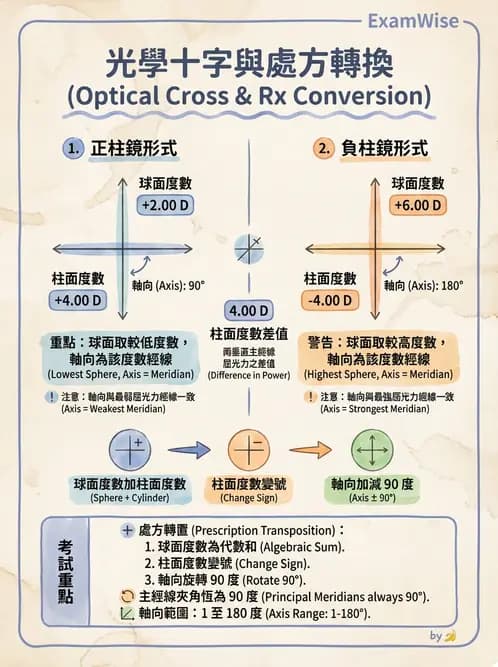 驗光生 - 光學十字讀寫與處方等效轉換 - AI 圖文解析預覽