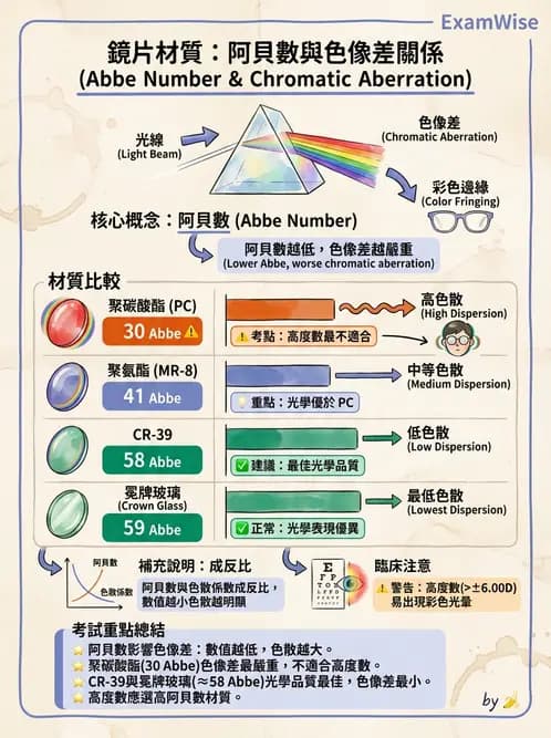驗光生 - 鏡片材質特性與光學性質 - AI 圖文解析預覽