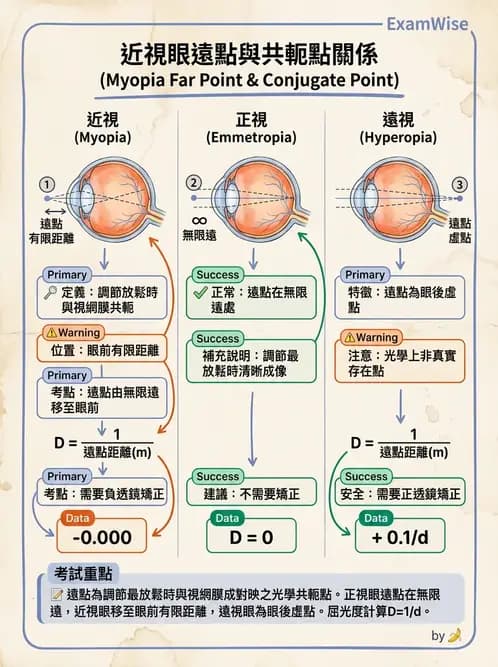 驗光生 - 近視與遠視的分類、成因及眼球光學基礎 - AI 圖文解析預覽