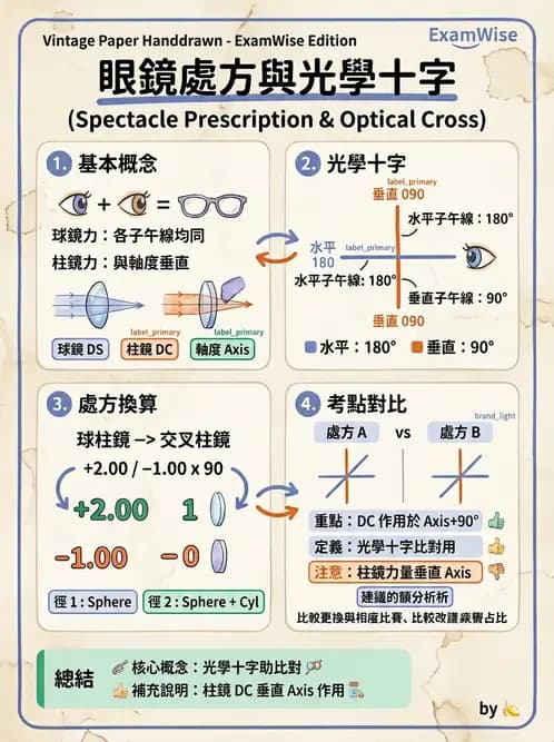 驗光生 - 屈光處方計算、轉換與矯正鏡片光學 - AI 圖文解析預覽