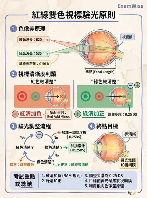 驗光生 - 球面度數確認與紅綠測試 - AI 圖文解析預覽