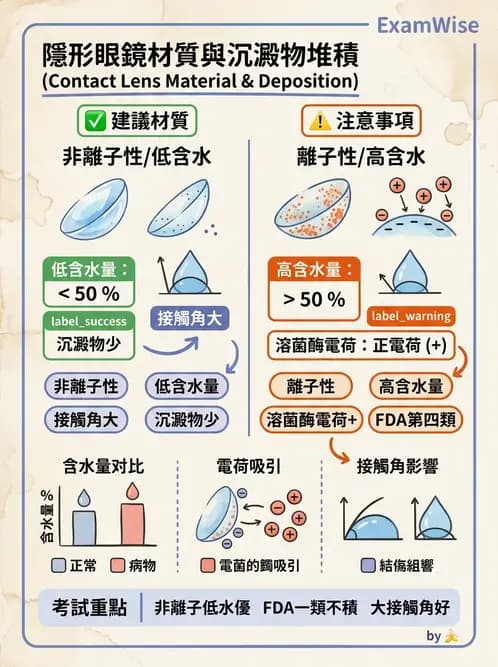 驗光生 - 軟式鏡片FDA分類、離子性與沉積物特性 - AI 圖文解析預覽