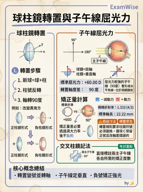 驗光生 - 焦線、Sturm間隔、等效球鏡度與檢影計算 - AI 圖文解析預覽