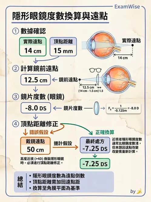 驗光生 - 隱形眼鏡與框架眼鏡頂點距離度數換算 - AI 圖文解析預覽