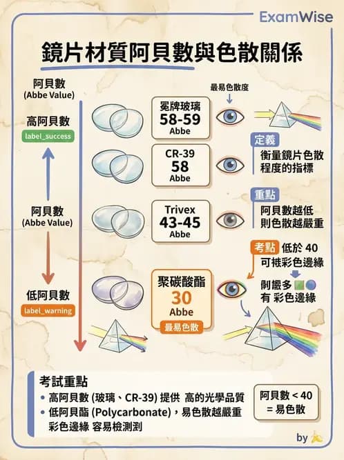 驗光生 - 鏡片材質特性與光學性質 - AI 圖文解析預覽