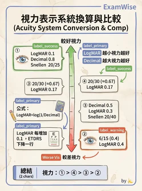 驗光生 - 視力表原理、記錄與對比敏感度 - AI 圖文解析預覽
