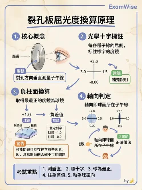 驗光生 - 傑克森交叉圓柱鏡與裂孔板操作 - AI 圖文解析預覽