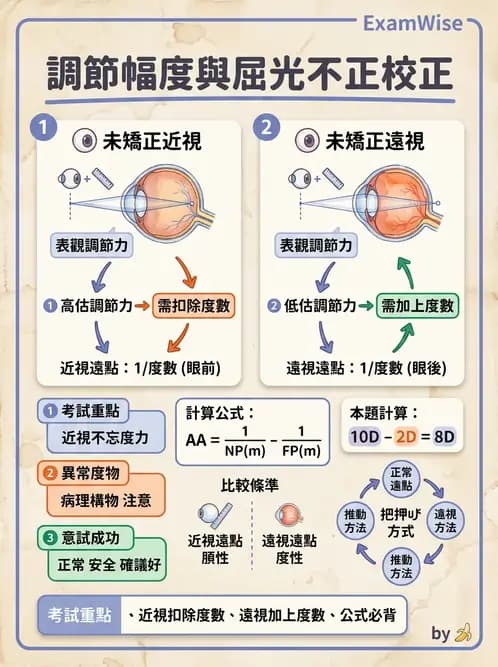 驗光生 - 調節幅度計算與近遠點關係 - AI 圖文解析預覽