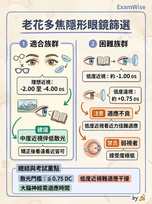 驗光生 - 老花隱形眼鏡設計選擇與適合對象評估 - AI 圖文解析預覽