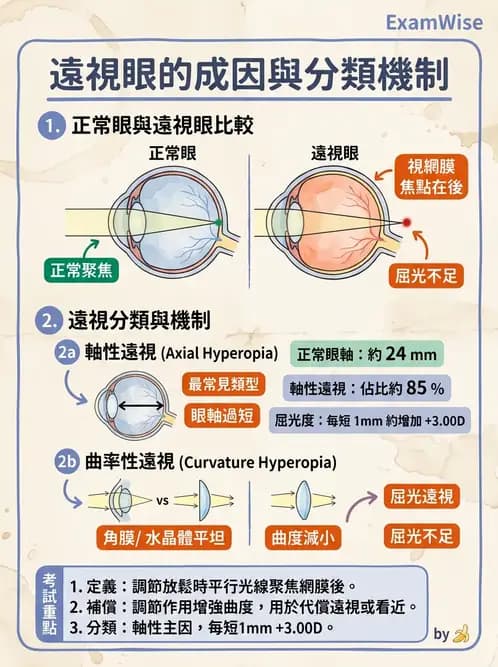 驗光生 - 近視與遠視的分類、成因及眼球光學基礎 - AI 圖文解析預覽