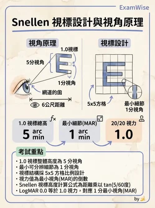 驗光生 - 視力表原理、記錄與對比敏感度 - AI 圖文解析預覽