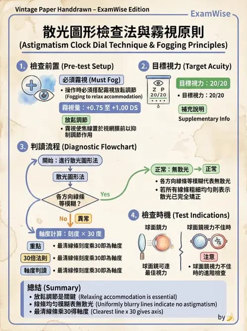 驗光生 - 散光鐘面圖與圖形法檢查 - AI 圖文解析預覽