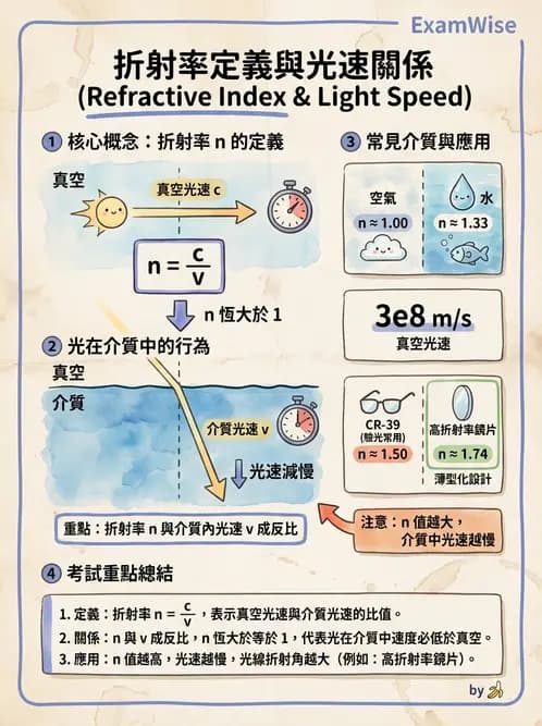 驗光生 - 光的折射定律、全反射與散射現象 - AI 圖文解析預覽