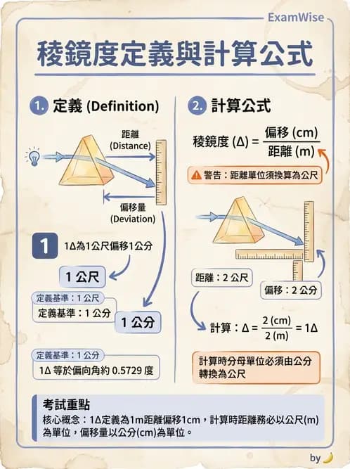 驗光生 - 稜鏡基本原理與光學 - AI 圖文解析預覽