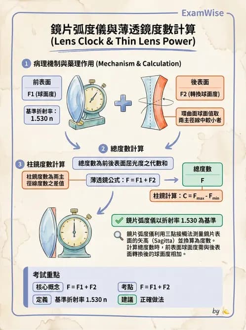 驗光生 - 焦線、Sturm間隔、等效球鏡度與檢影計算 - AI 圖文解析預覽