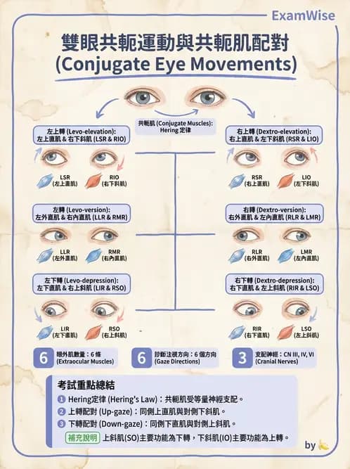 驗光生 - 眼外肌解剖與運動神經支配 - AI 圖文解析預覽