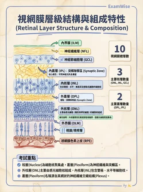 驗光生 - 視網膜組織結構與感光細胞 - AI 圖文解析預覽
