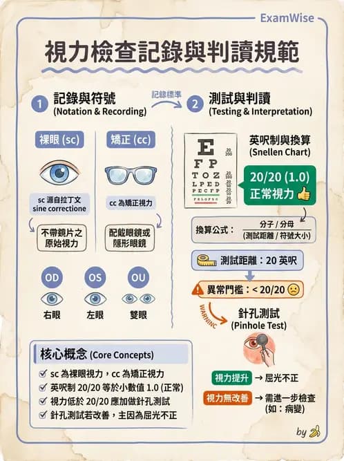 驗光生 - 視力表原理、記錄與對比敏感度 - AI 圖文解析預覽