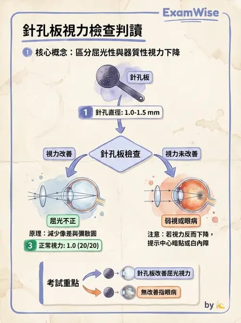 驗光生 - 針孔視力、色覺與視野篩檢 - AI 圖文解析預覽