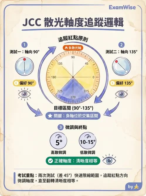 驗光生 - 傑克森交叉圓柱鏡與裂孔板操作 - AI 圖文解析預覽