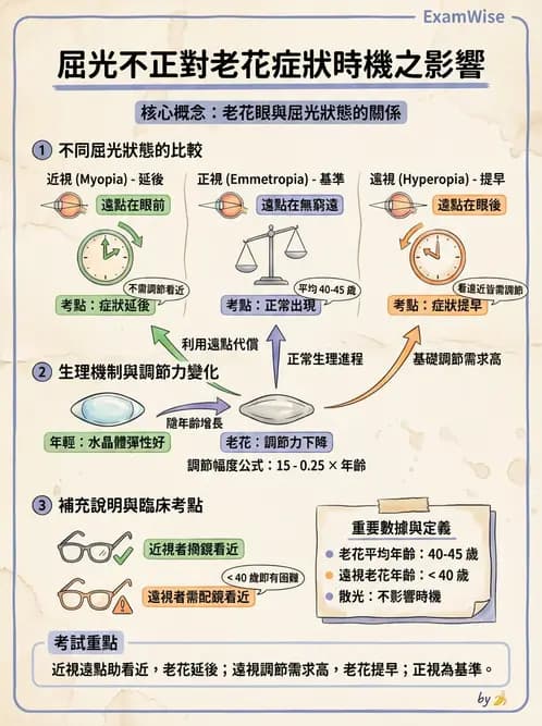驗光生 - 老花眼基礎概念與調節幅度 - AI 圖文解析預覽