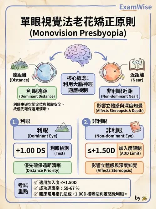 驗光生 - 單眼視覺法(Monovision)原理與驗配 - AI 圖文解析預覽