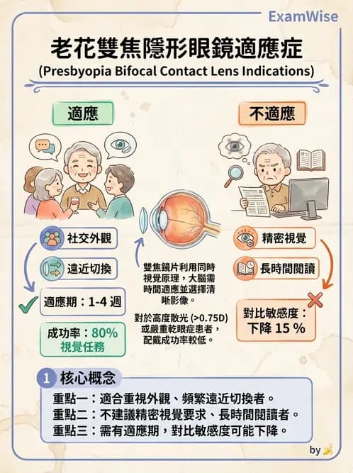 驗光生 - 老花隱形眼鏡設計選擇與適合對象評估 - AI 圖文解析預覽