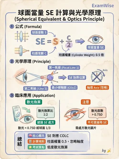 驗光生 - 焦線、Sturm間隔、等效球鏡度與檢影計算 - AI 圖文解析預覽