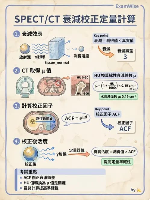 放射 - SPECT掃描參數、設備、衰減校正與QA - AI 圖文解析預覽