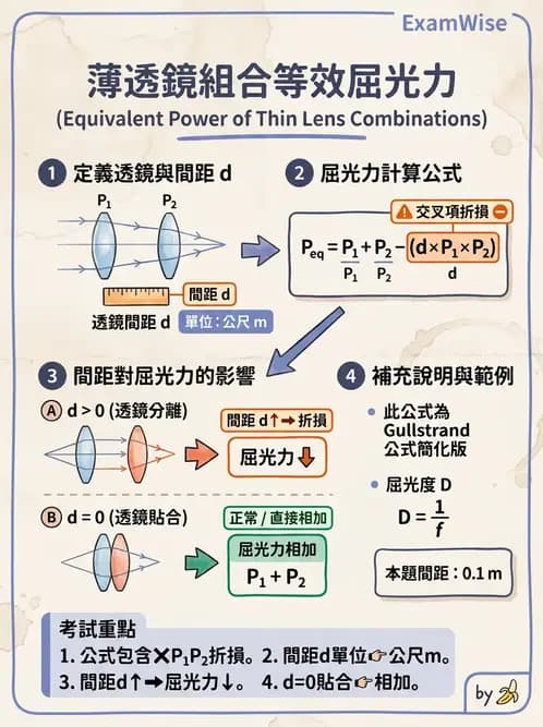 驗光師 - 透鏡屈光力與聚散度計算 - AI 圖文解析預覽