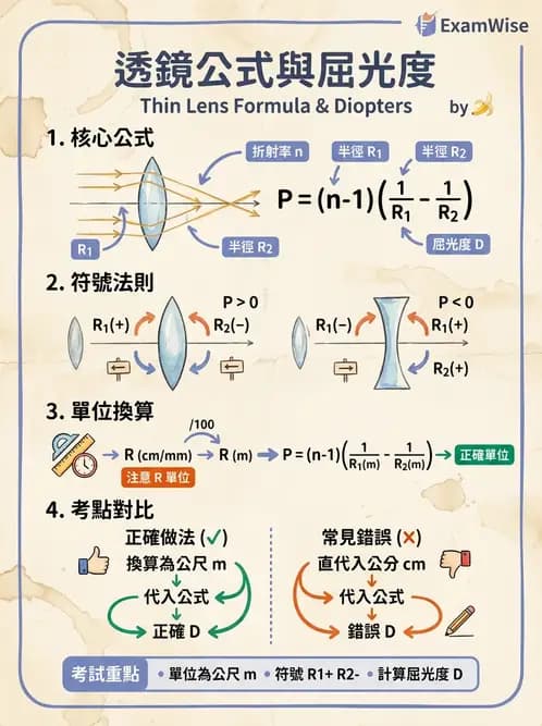 驗光師 - 透鏡屈光力與聚散度計算 - AI 圖文解析預覽