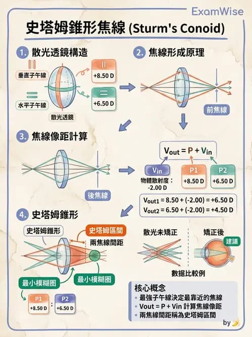 驗光師 - 透鏡屈光力計算與焦線分析 - AI 圖文解析預覽