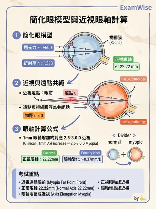 驗光師 - 模型眼屈光計算與屈光不正 - AI 圖文解析預覽
