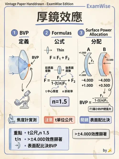 驗光師 - 厚透鏡屈光力計算 - AI 圖文解析預覽