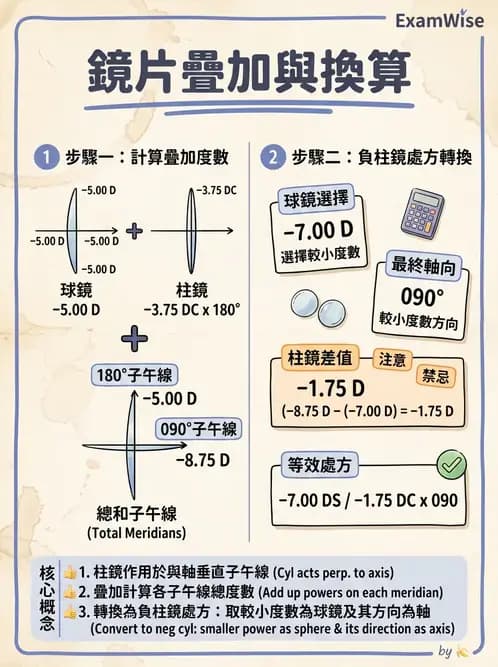 驗光師 - 光學十字轉換與處方表示法 - AI 圖文解析預覽