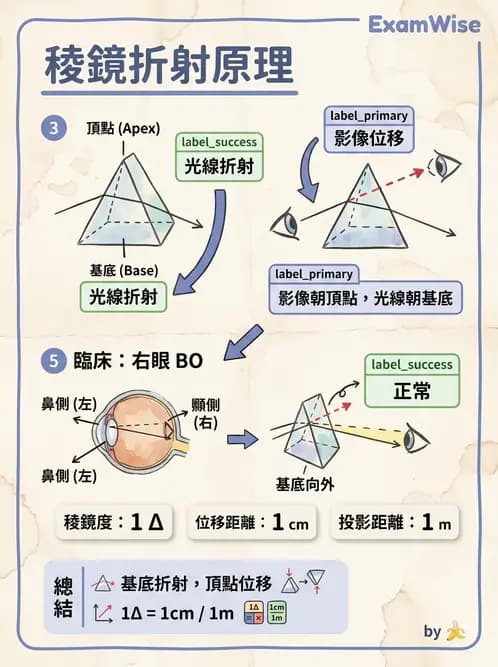 驗光師 - 稜鏡光學原理與度量 - AI 圖文解析預覽