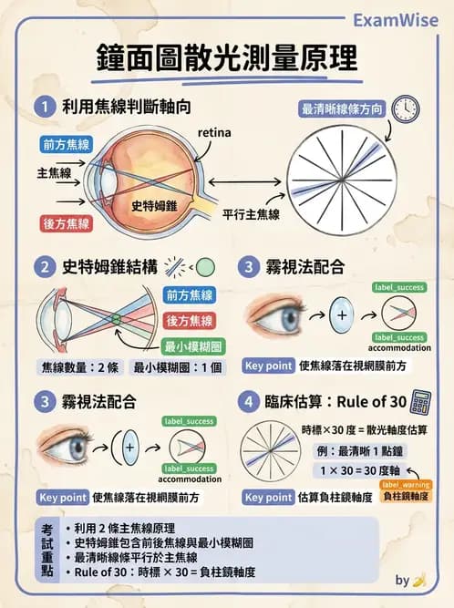 驗光師 - 散光鐘面圖與裂孔板驗光 - AI 圖文解析預覽
