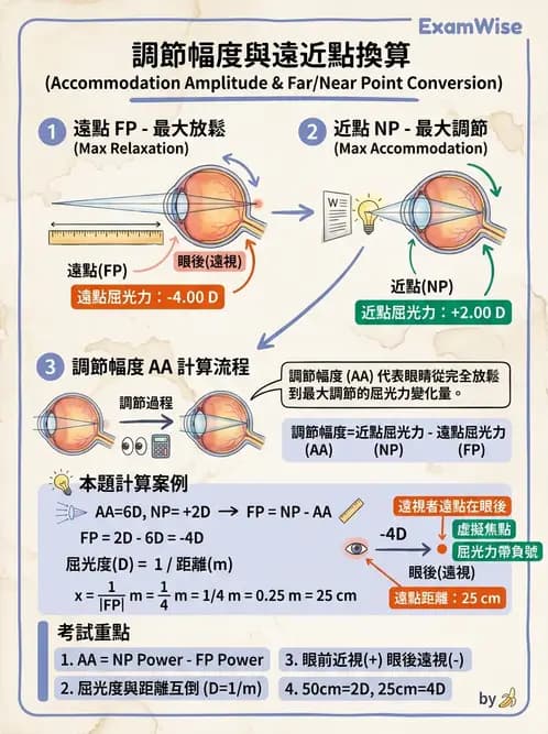 驗光師 - 老花眼概念、調節幅度與配鏡光學 - AI 圖文解析預覽