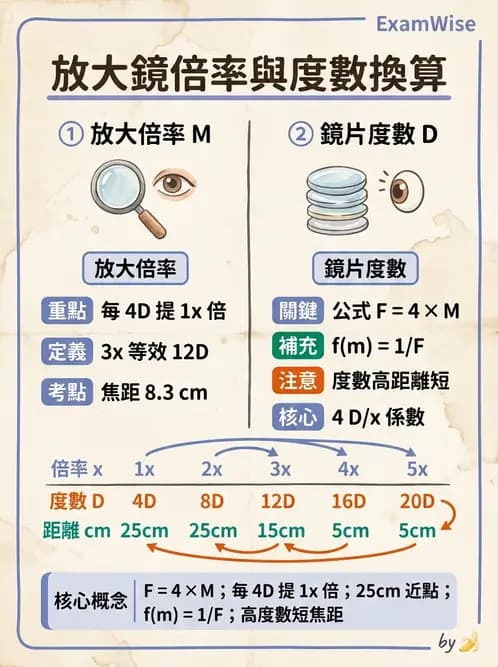 驗光師 - 放大原理與近距離光學計算 - AI 圖文解析預覽