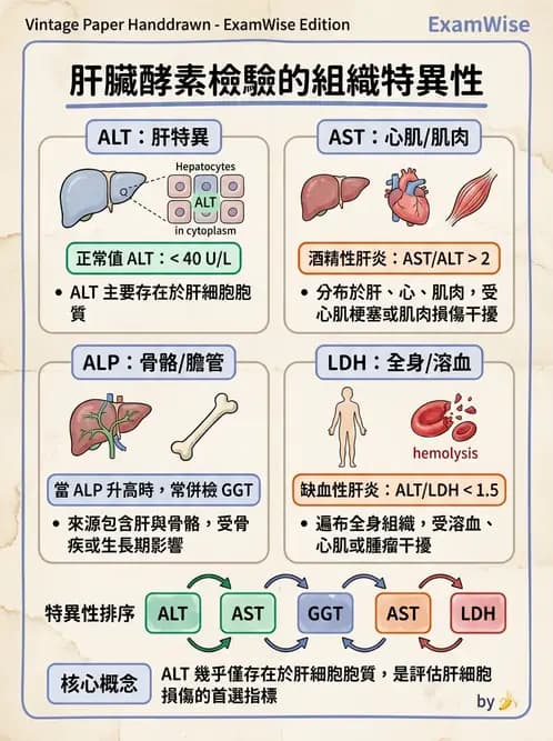 醫檢師 - 肝臟機能與胰臟酵素 - AI 圖文解析預覽