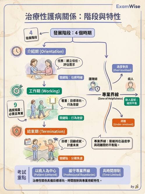 護理師 - 治療性溝通與護病關係 - AI 圖文解析預覽