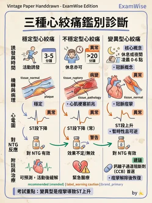 護理師 - 冠狀動脈疾病與心肌梗塞 - AI 圖文解析預覽