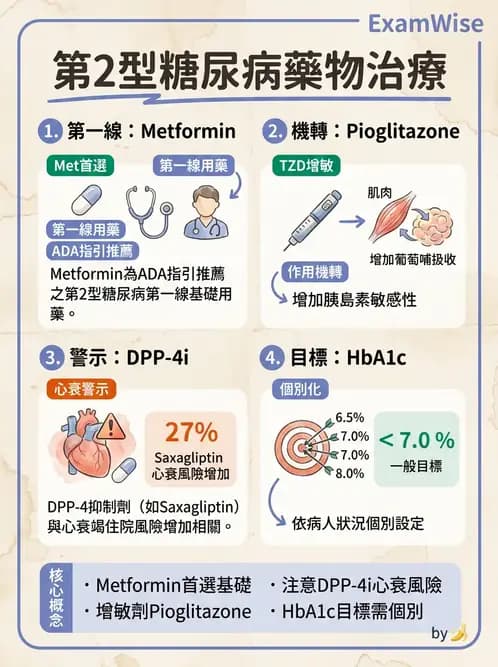 內專 - 口服降血糖藥物機轉與比較 - AI 圖文解析預覽