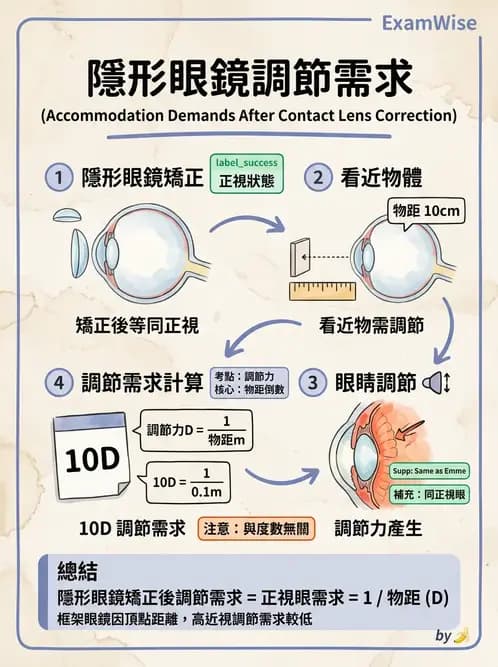 驗光師 - 調節機制與調節量計算 - AI 圖文解析預覽