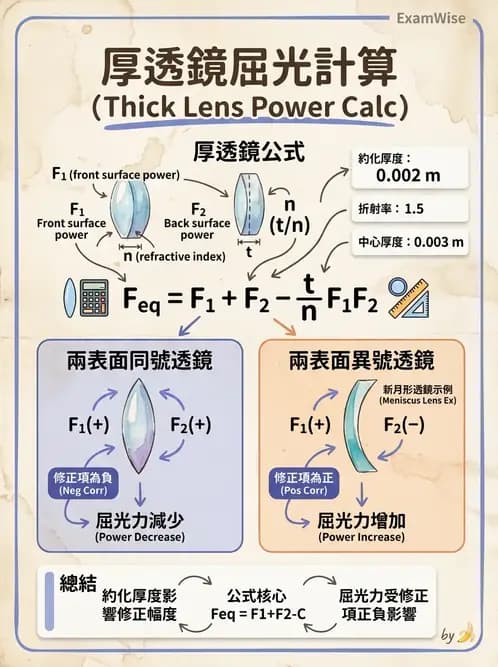 驗光師 - 厚透鏡屈光力計算 - AI 圖文解析預覽