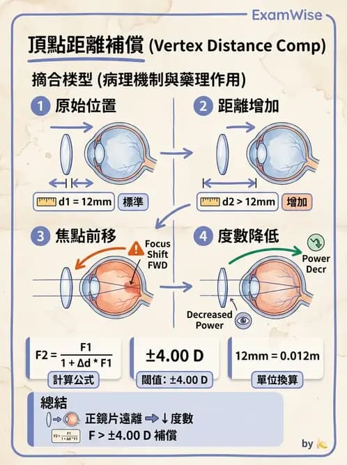 驗光師 - 頂點距離換算與等效處方 - AI 圖文解析預覽