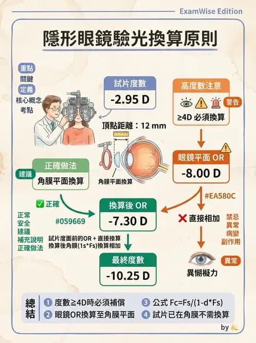 驗光師 - 硬式隱形眼鏡度數與散光計算 - AI 圖文解析預覽