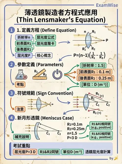 驗光師 - 透鏡屈光力與聚散度計算 - AI 圖文解析預覽