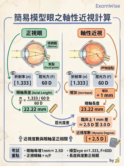 驗光師 - 模型眼屈光計算與屈光不正 - AI 圖文解析預覽